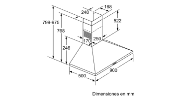 Campana Decorativa Balay 3BC696X Inoxidable | 90cm | 3 potencias | 626 m³/h | 69 dB (A) | Control mecánico | Clase A - 7