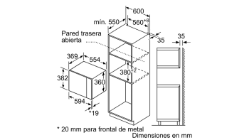 Microondas Bosch BEL554MW0 Integrable| Cristal Blanco| 25 L |Grill - 4