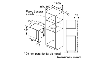 Microonas Columna Bosch BFL520MS0 Cristal Negro e Inox | Capacidad 20 Litros - 4