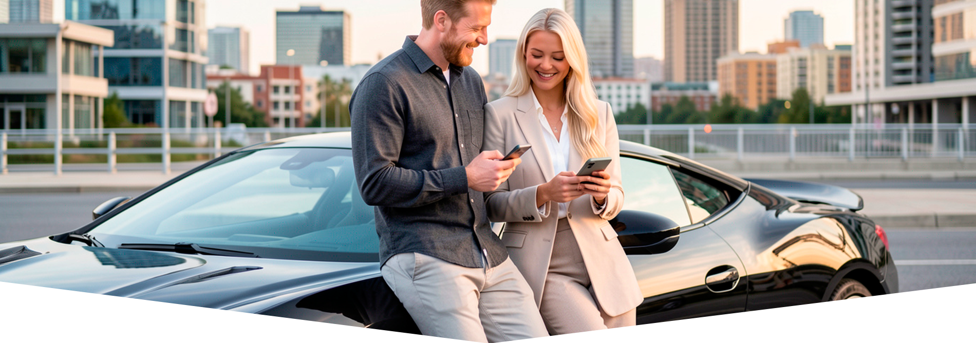 Hombre y mujer al lado coche