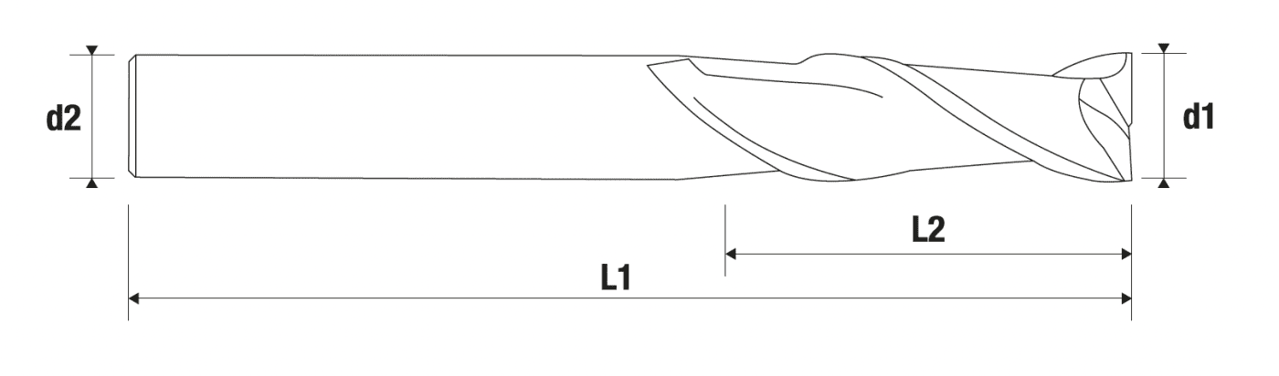 Fresa metal duro Z2 · 30° - 2