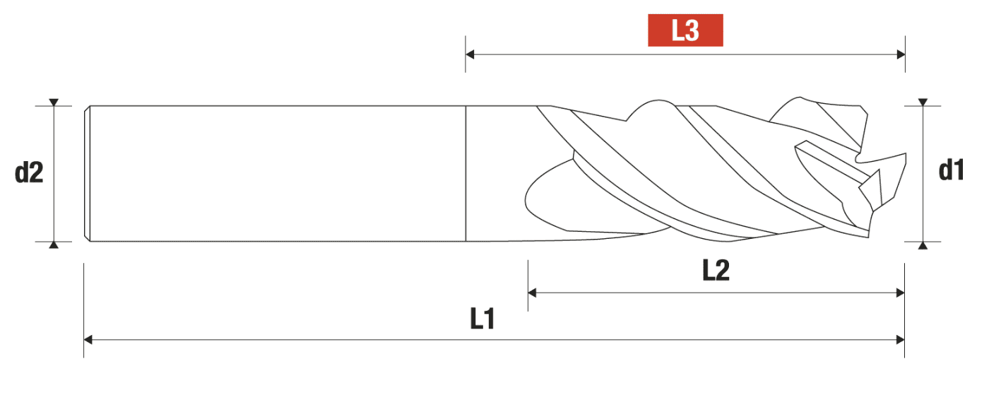 Fresa metal duro plana Z3 · 42° - 2