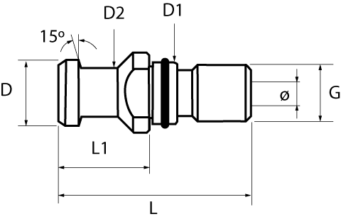 Tirante con agujero pasante y junta tórica DIN 69872-A - 3