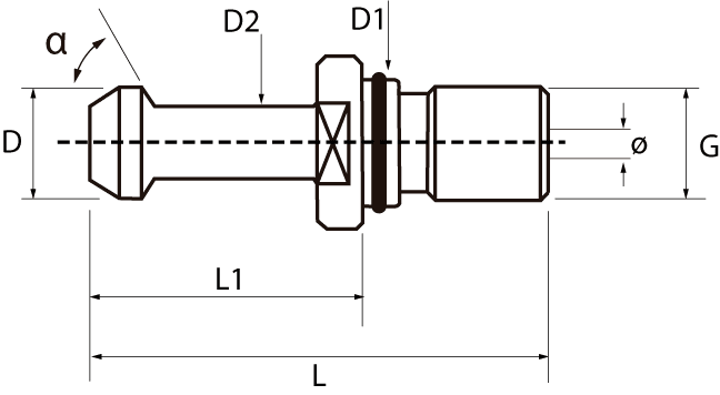 Tirante MAS/BT corto con agujero pasante y junta tórica - 2