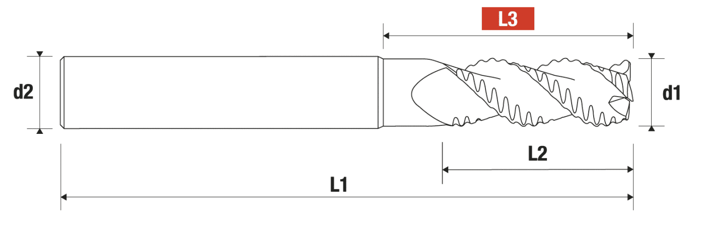 Roughing end mill ALU z:3 Uncoated - 2