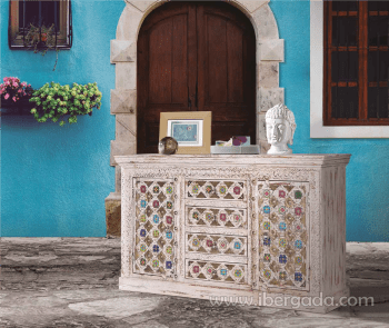 Aparador Bakhra Madera/Bronce 2 Puertas 4 Cajones (150x40x90)-2