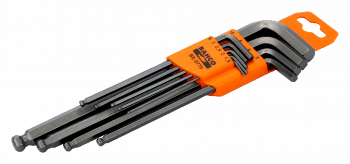 Joc de 9 claus hex bola inox, sèrie llarga mm