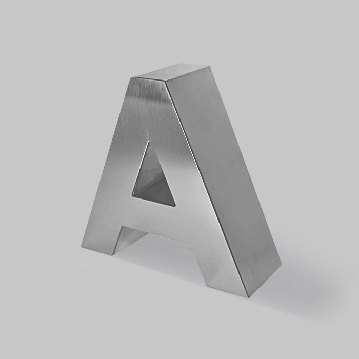 BIG SIZE METALLIC LETTERS WITH DEPTH STRAIGHT FONT