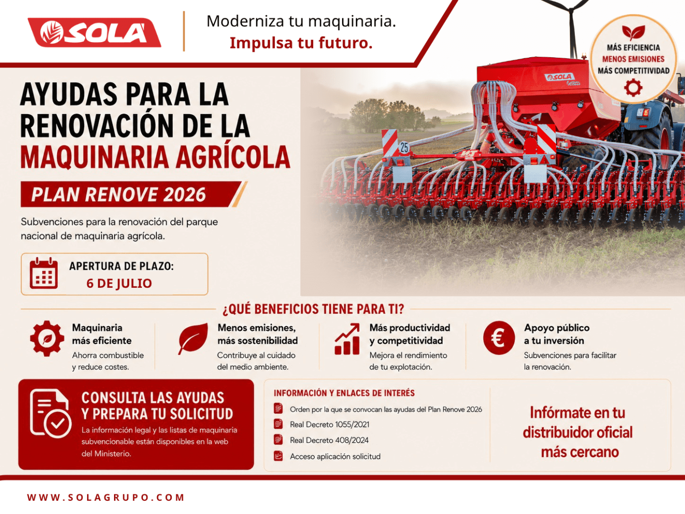 PLAN RENOVE 2026 ¿Necesitas renovar tu maquinaria agrícola?