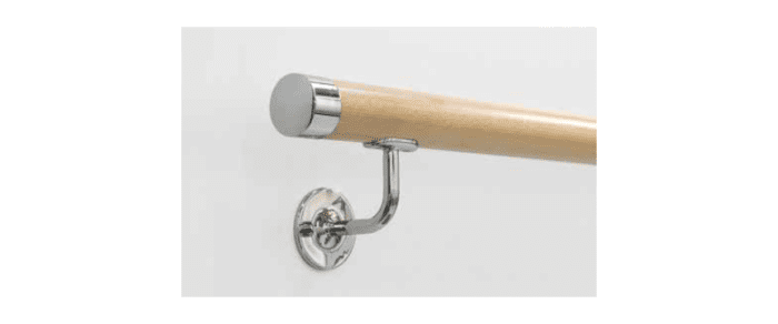 Soporte fijo a pared para pasamanos redondo de acero inox (caja 2 unidades) - 1