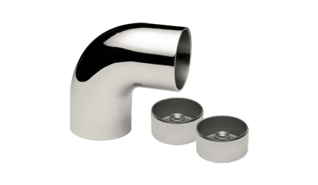 Codo a 90º para pasamanos de madera en acero inox AISI-304 (caja indivisible 2 unidades // precio por unidad!!)