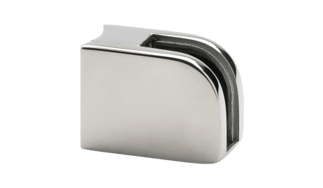 Grapa para vidrio (8 - 10 mm) en barandilla inox poste redondo AISI-316 (Caja  indivisible 4 unidades // precio por unidad!!)