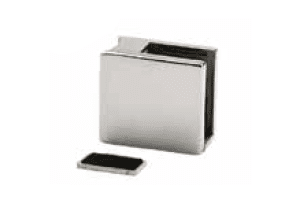 Grapa cóncava cuadrada para vidrio (6 - 10 mm) poste redondo  barandilla  inox AISI-316 (Caja indivisible 4 unidades // precio por unidad!!))