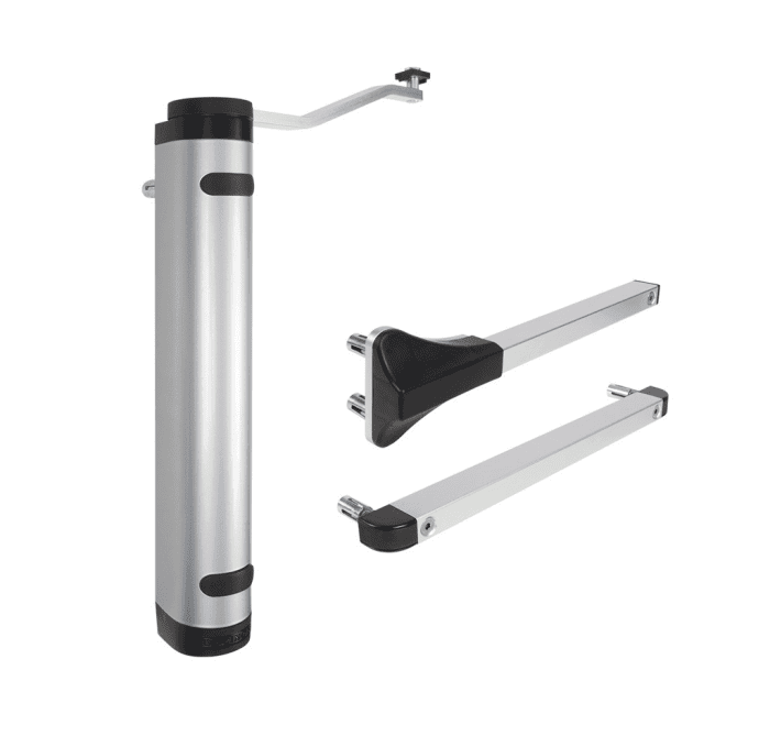 Cierrapuertas hidráulico vertical compacto para puertas batientes exteriores