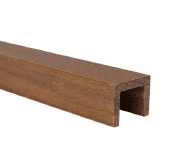 Pasamanos madera forma U para encastar en barandilla vidrio (barra de 2,5 metros)