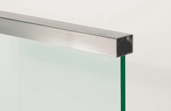 Pasamanos rectangular inox para encastar en vidrio, 5 metros - 1