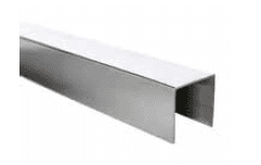 Pasamanos en U de aluminio anodizado 2,5 metros para barandilla vidrio