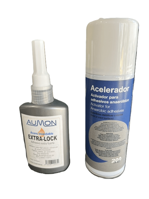 Adhesivo piezas metálicas + acelerador en spray para uniones inox