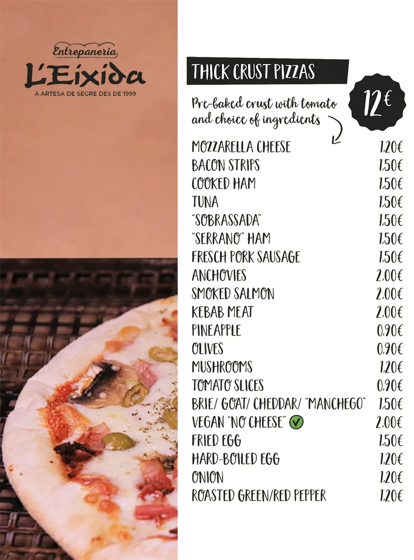 Pizzes base gruixuda