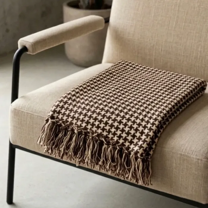 Plaid pata de gallo marrón 140 x 180
