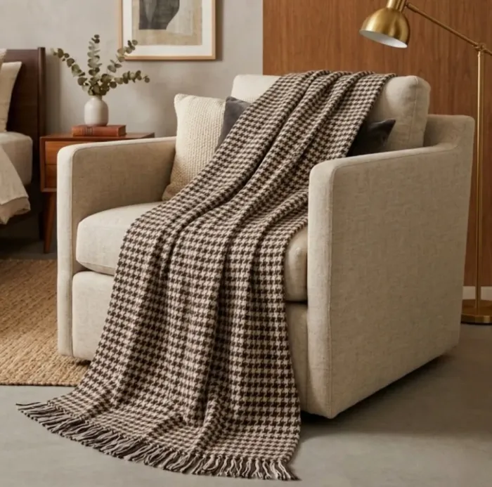 Plaid pata de gallo marrón 140 x 180 - 1
