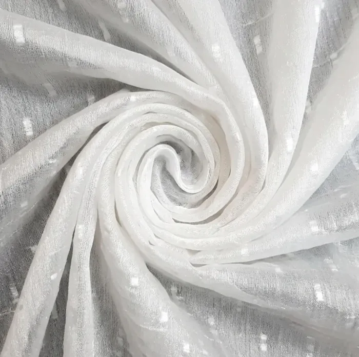 Tela Visillo italiano blanco stropicciato topos