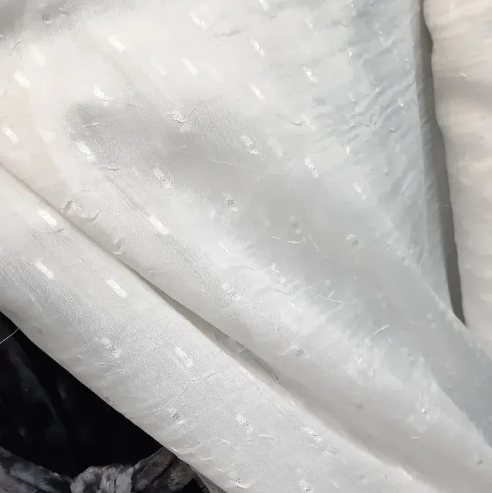 Tela Visillo italiano blanco stropicciato topos - 4