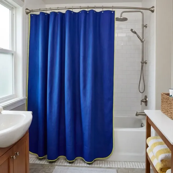 Cortina de baño azulón de loneta