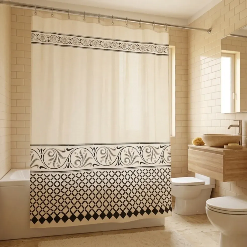 Cortina de baño cenefa negra