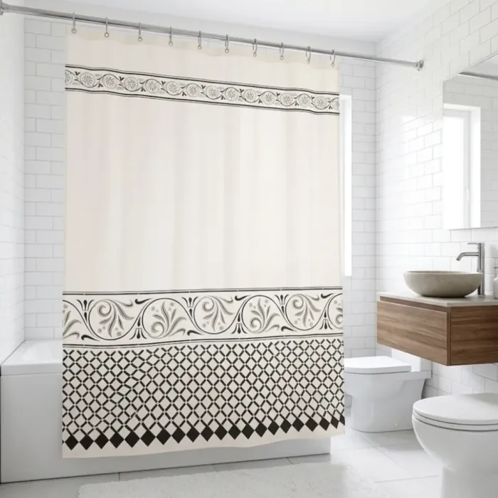 Cortina de baño cenefa negra - 2