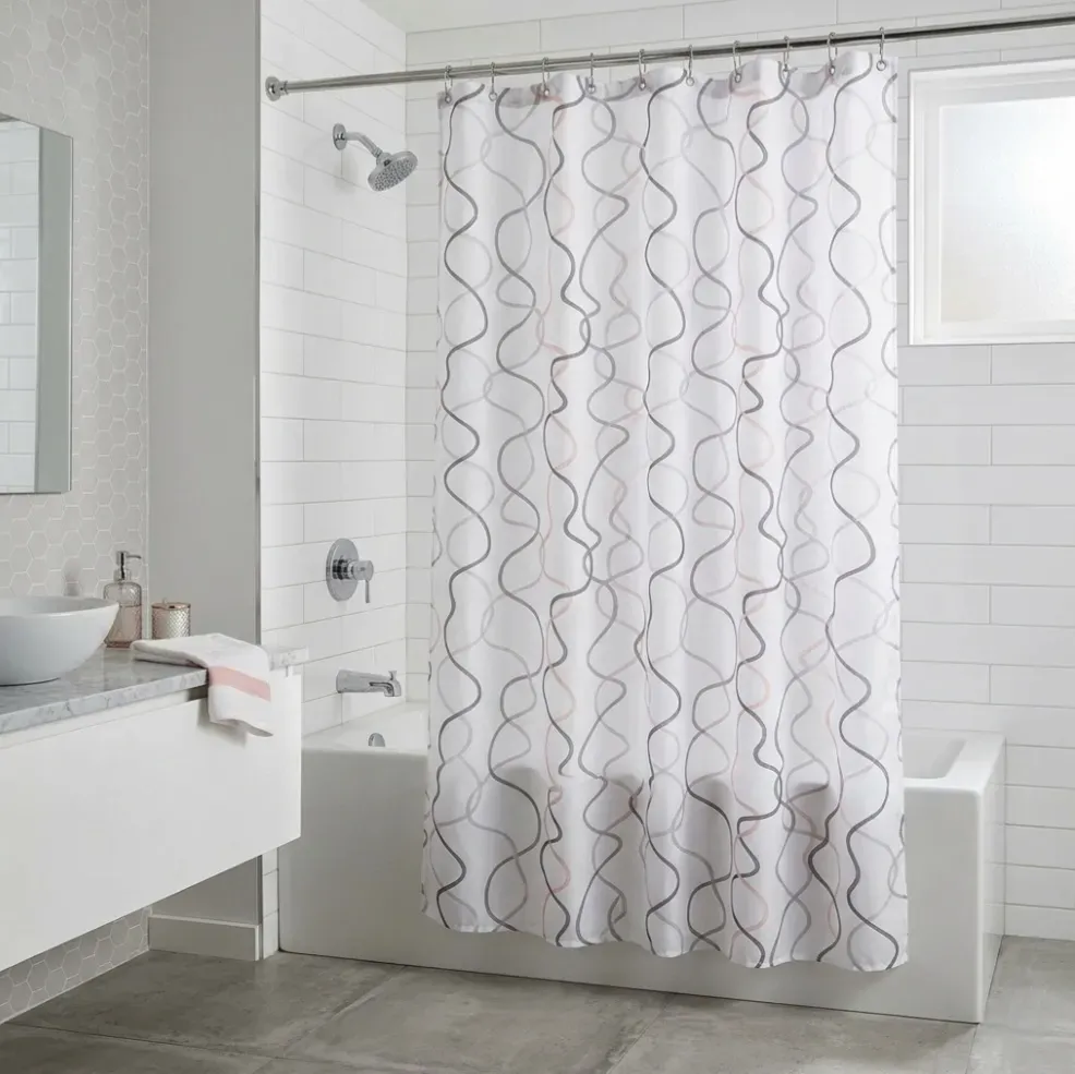 Cortina de baño ondas grises