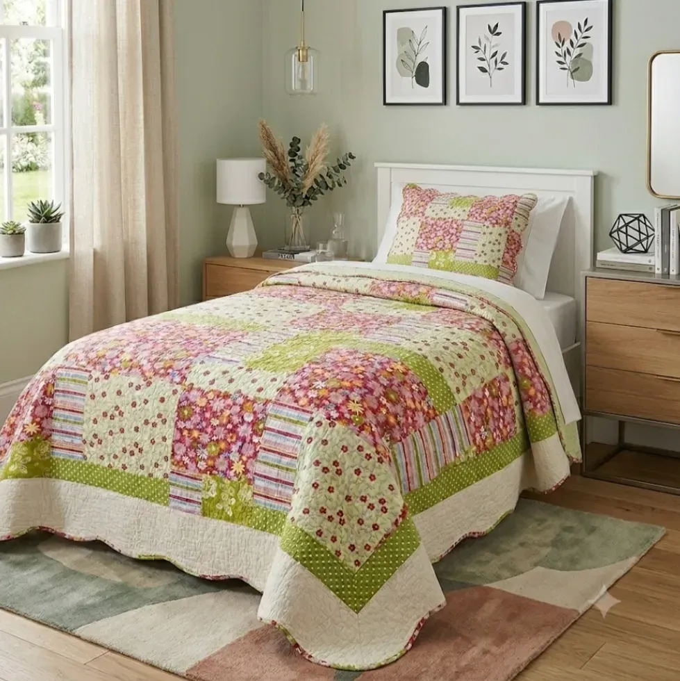 Colcha boutie pachwork pistacho cama 105