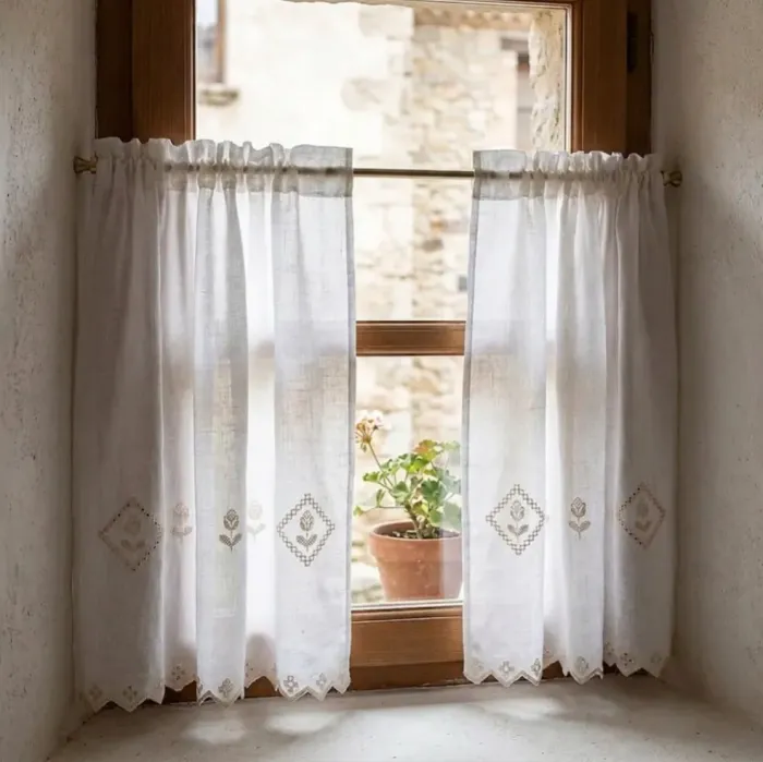 Tela lino flor calada altura 56 cm - 4