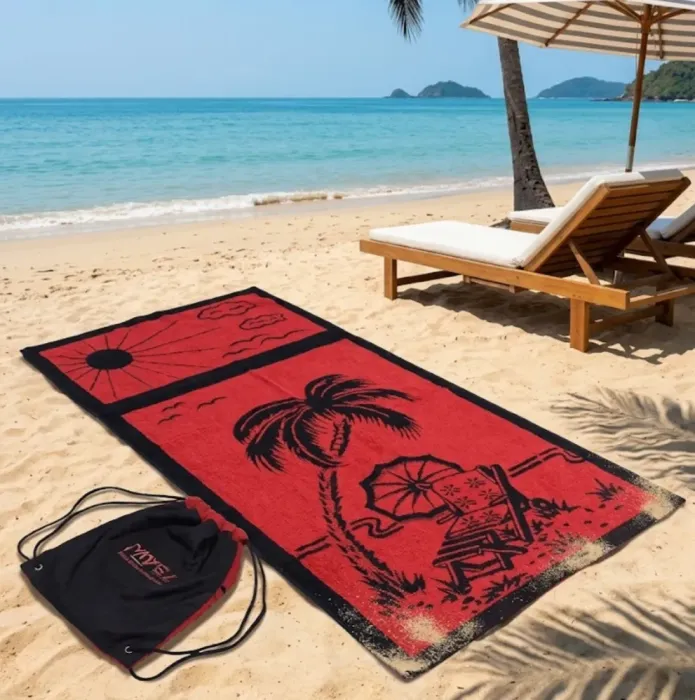 Toalla playa palmera bolsa 75 x 150
