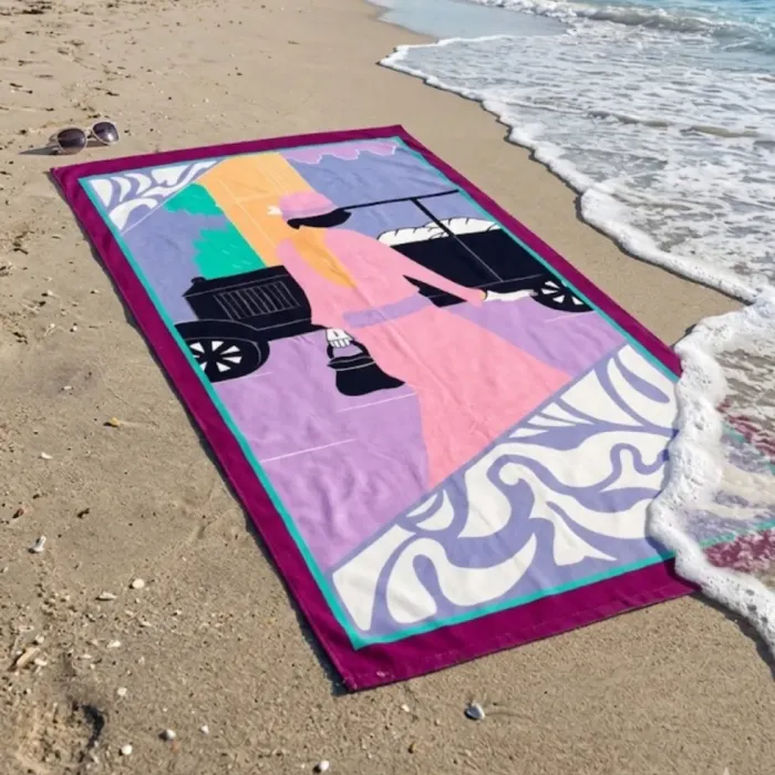 Toalla playa terciopelo rosa 75 x 160