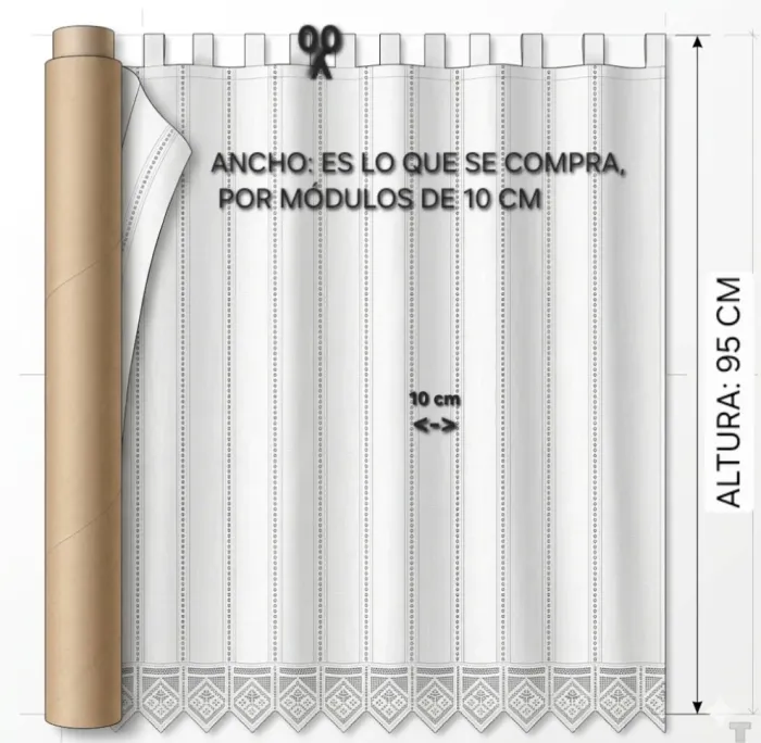 Tela visillo holandés confeccionado altura 95 - 4
