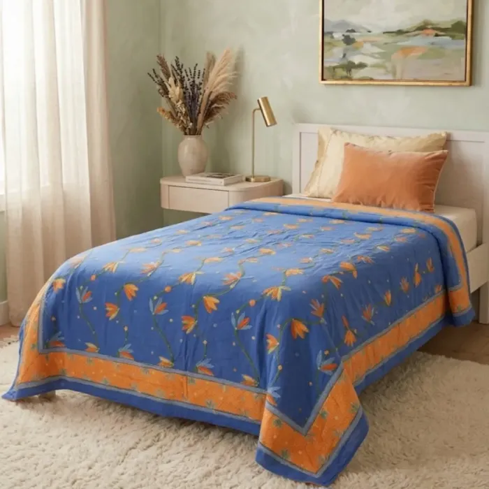 Boutie acolchado India azulón cama 80/90