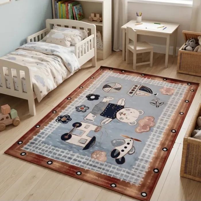 Alfombra belga infantil gris 95 x 140