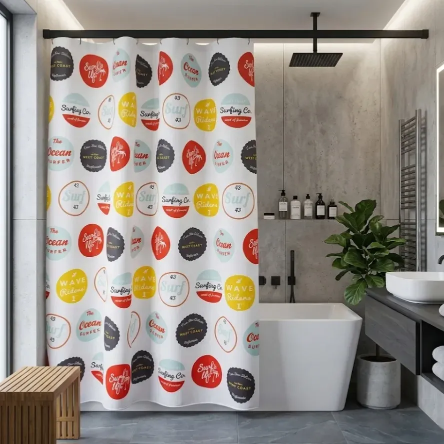 Cortinas de baño modernas surfer