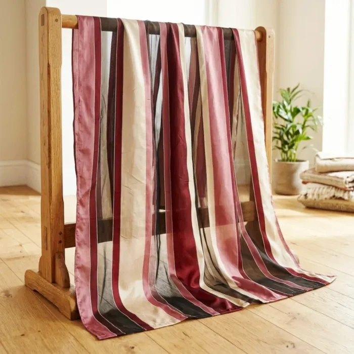 Tela Visillo organza negra granate - 1