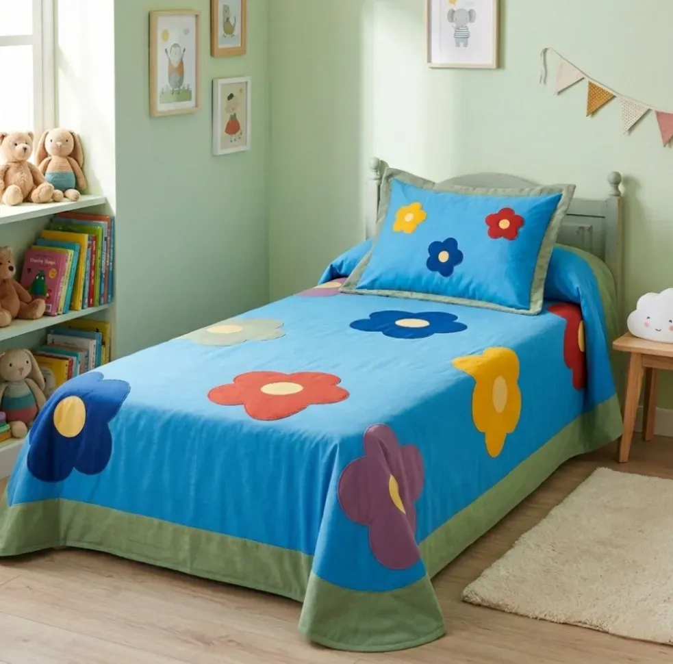 Colcha boutie algodón infantil flores
