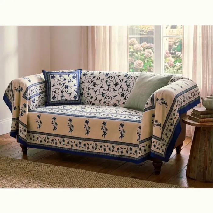 Multiusos beige flores azules. 173 x 260 - 2