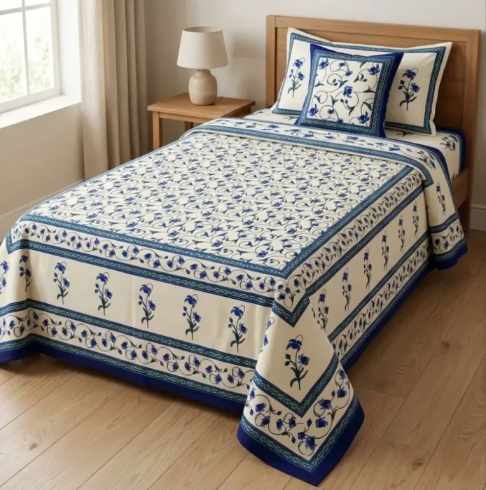 Multiusos beige flores azules. 173 x 260 - 6