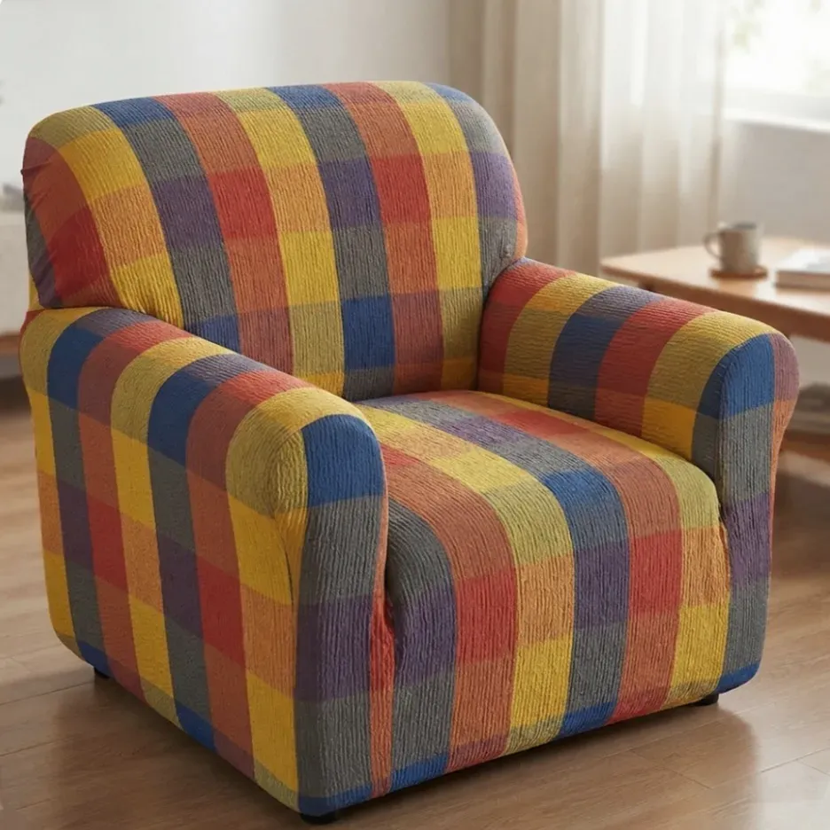 Fundas sillón 1 plaza cuadros colores