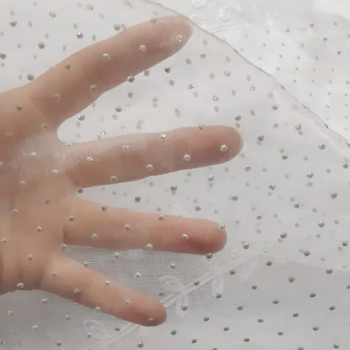 Tela visillo organza cristal topos plata 150 - 2