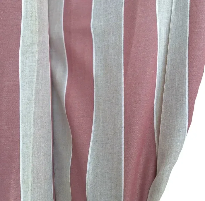 Retal Tela visillo rayas rosa granate y beige - 3
