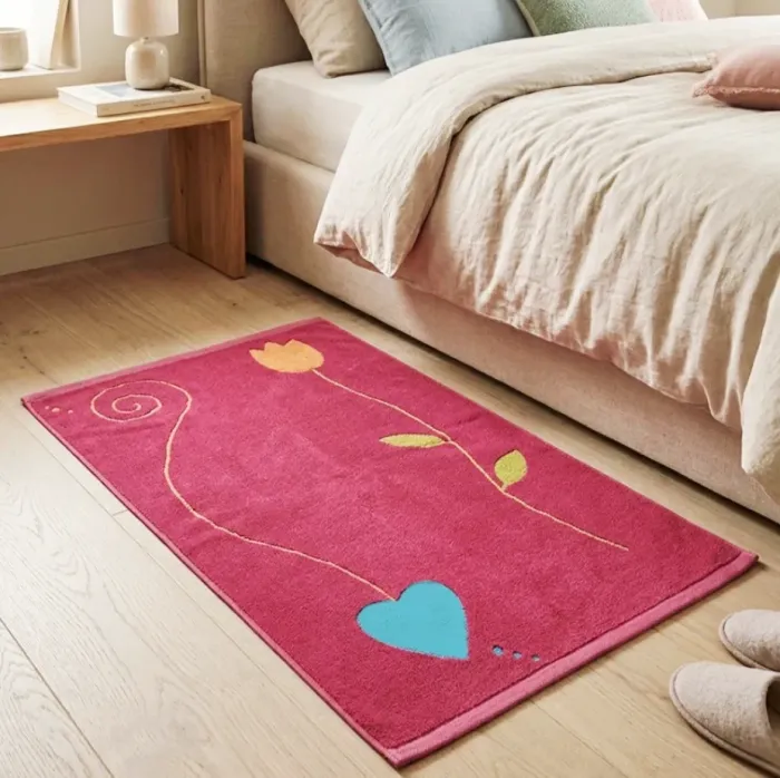 Alfombra chenilla corazón rosa 60 x 90 - 2