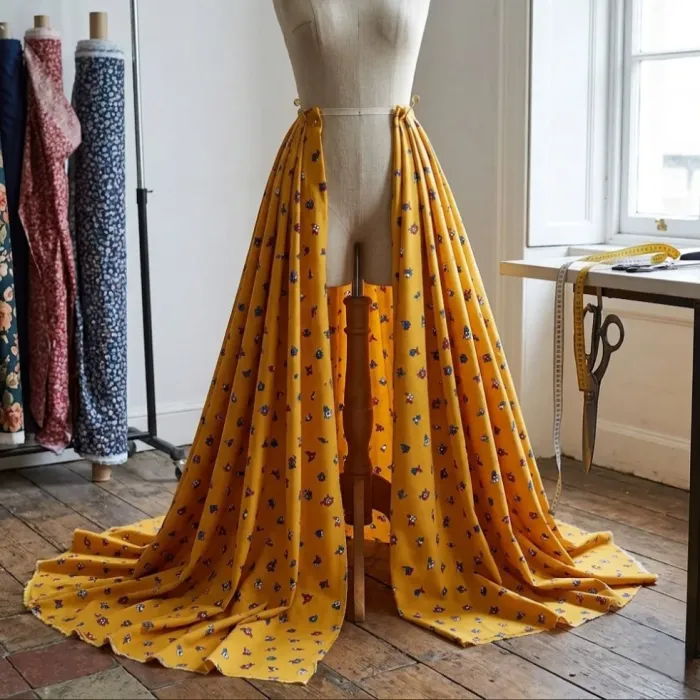 Tela Algodón 100% amarillo florecitas 150 - 1