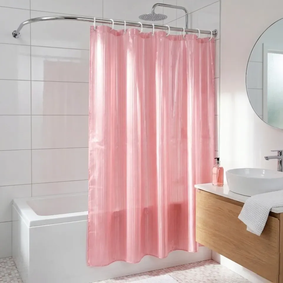 Cortina de baño pvc rayas rosa