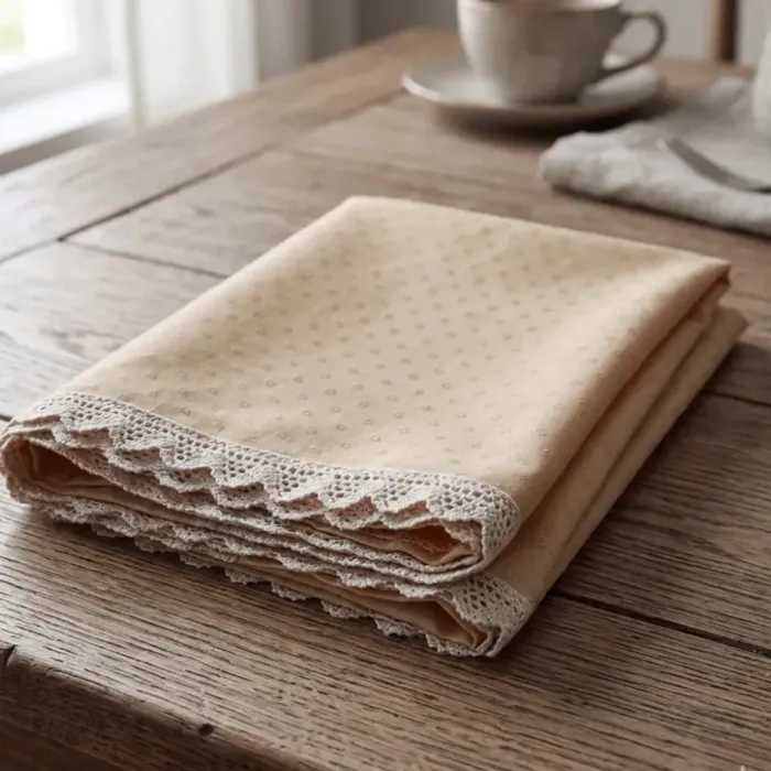 Faldilla loneta brillantina beige puntilla: 155 cm - 3